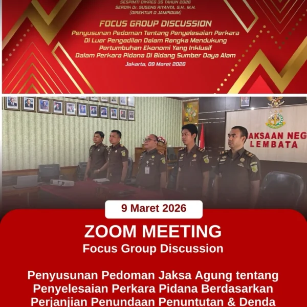 Zoom Meeting Focus Group Discussion (FGD) : Penyusunan Pedoman Jaksa…