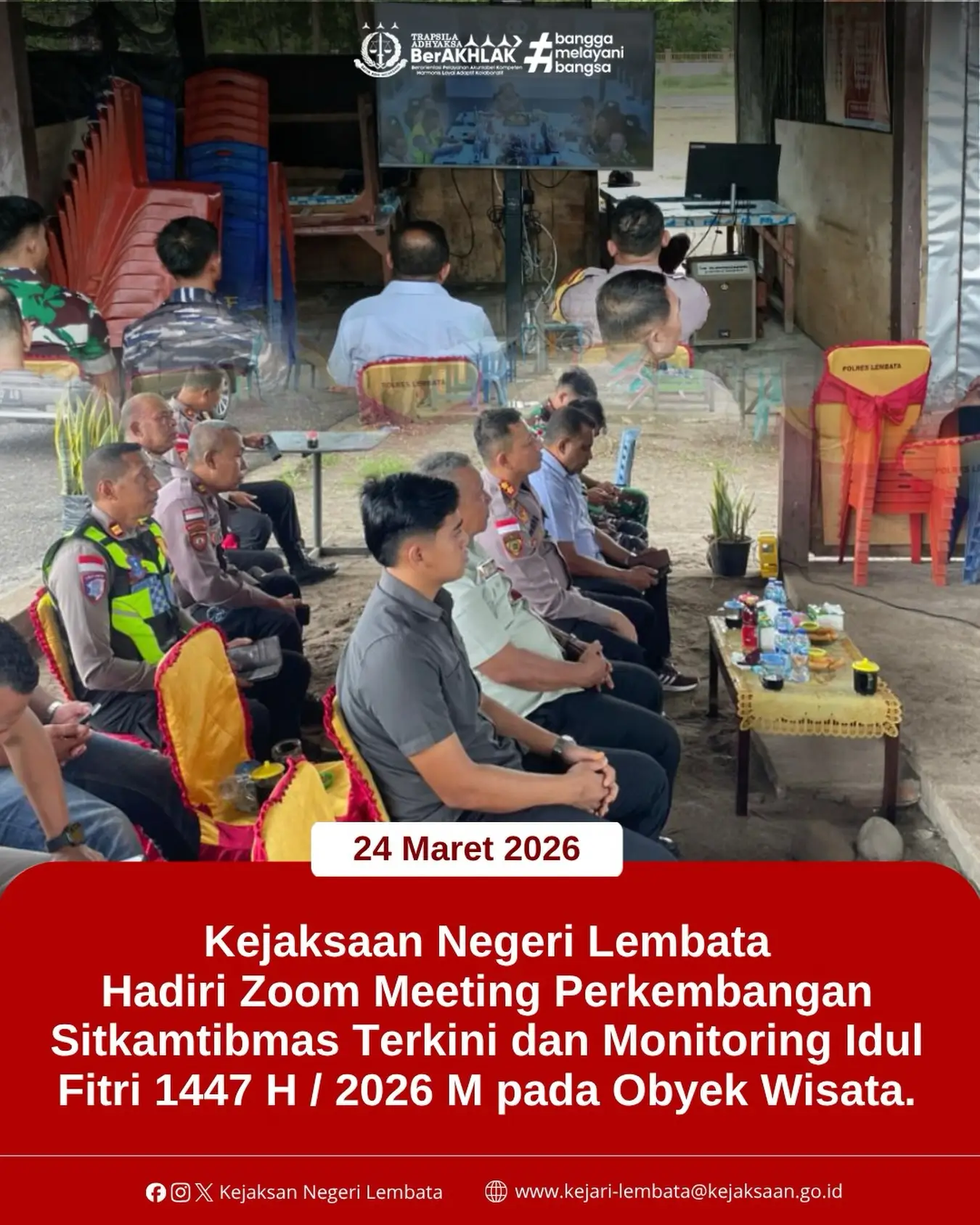 Kejaksaan Negeri Lembata Hadiri Zoom Meeting Perkembangan Sitkamtibmas Terkini Dan Monitoring Idul Fitri 1447 H / 2026 M Pada Obyek WIsata