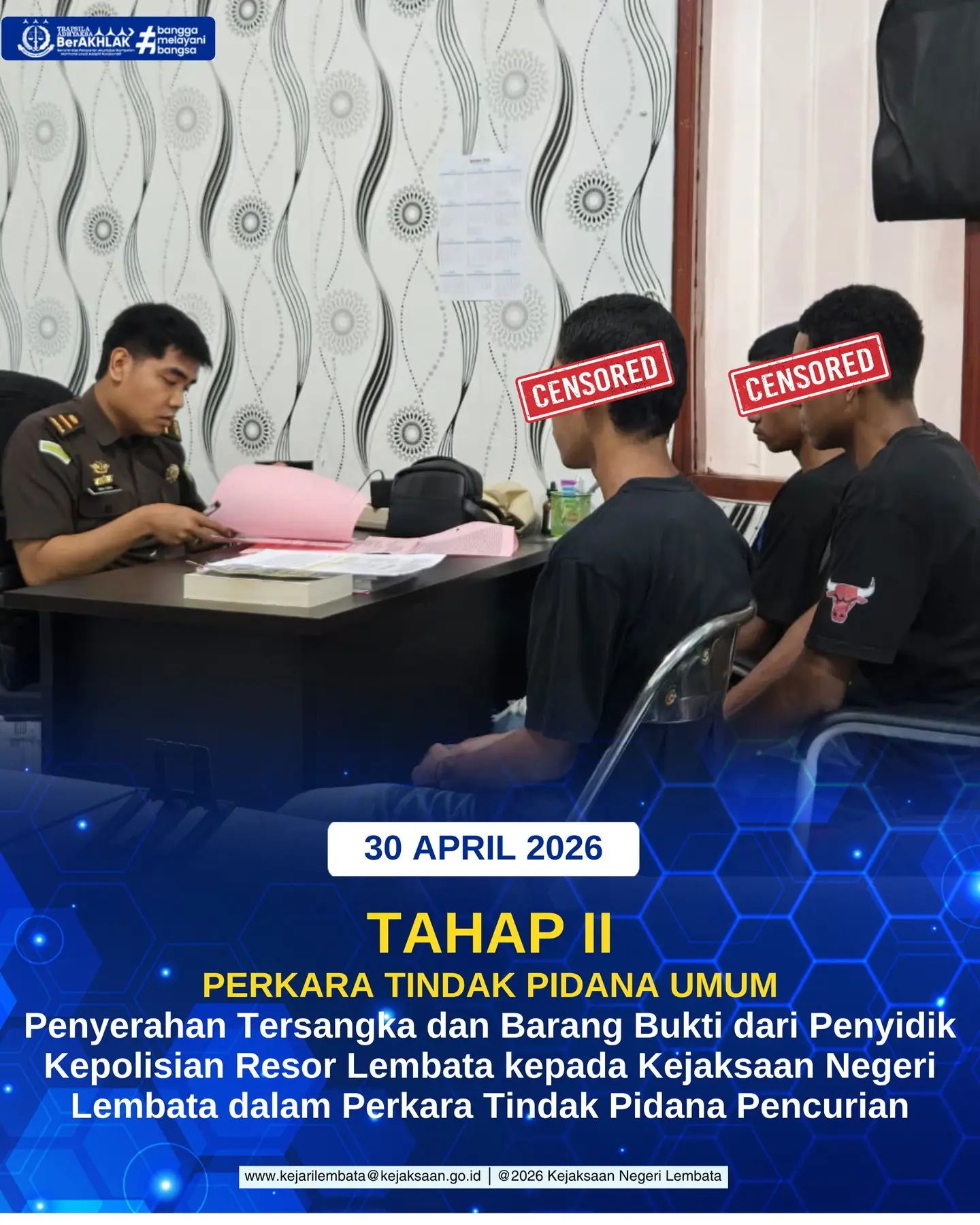 Penyerahan Tersangka Dan Barang Bukti Dari Penyidik Kepolisian Resor Lembata Kepada Kejaksaan Negeri Lembata Dalam Perkara Tindak Pidana Pencurian