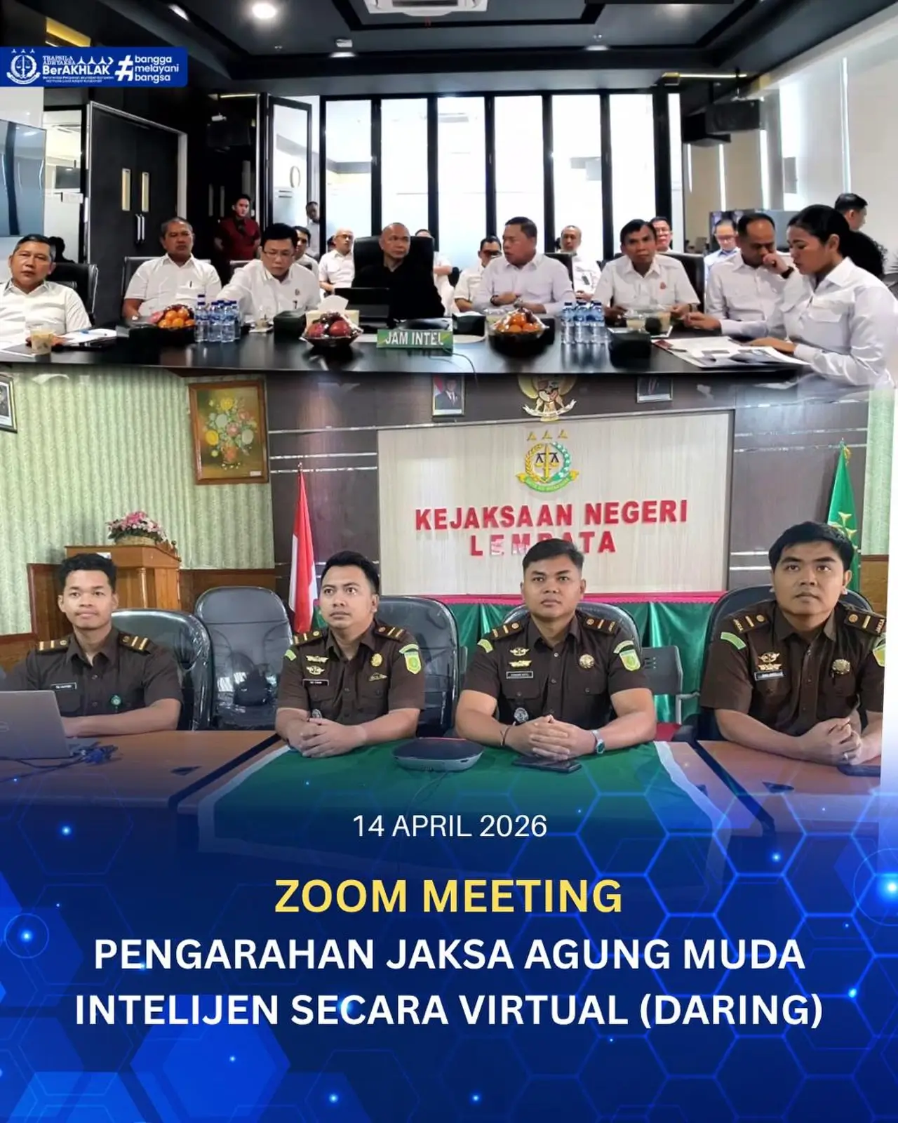 Zoom Meeting Pengarahan Jaksa Agung Muda Intelijen Secara Virtual (Daring)