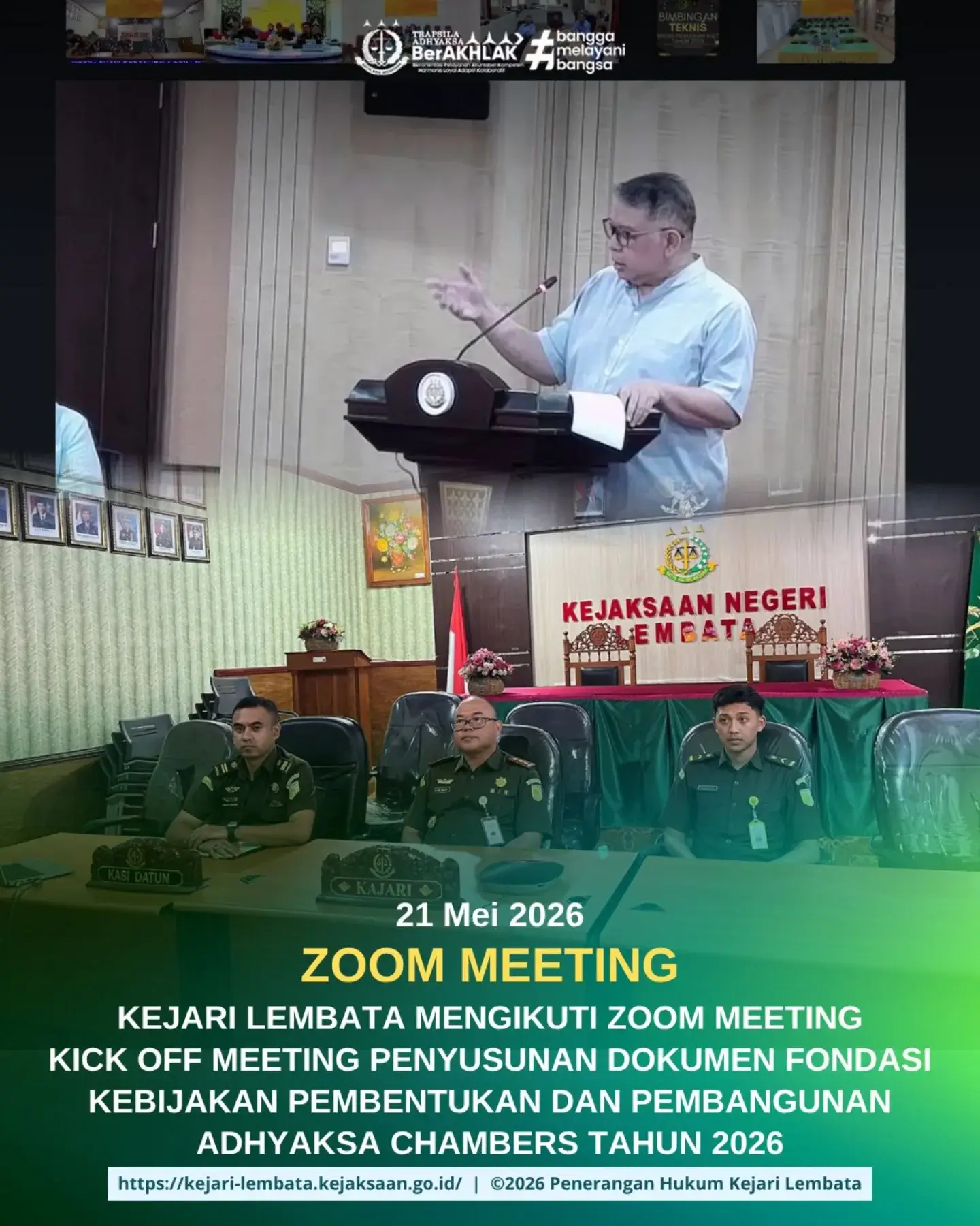 Kejari Lembata Mengikuti Zoom Meeting Kick Off Penyusunan Dokumen Fondasi Kebijakan Pembentukan Dan Pembangunan Adhyaksa Chambers Tahun 2026
