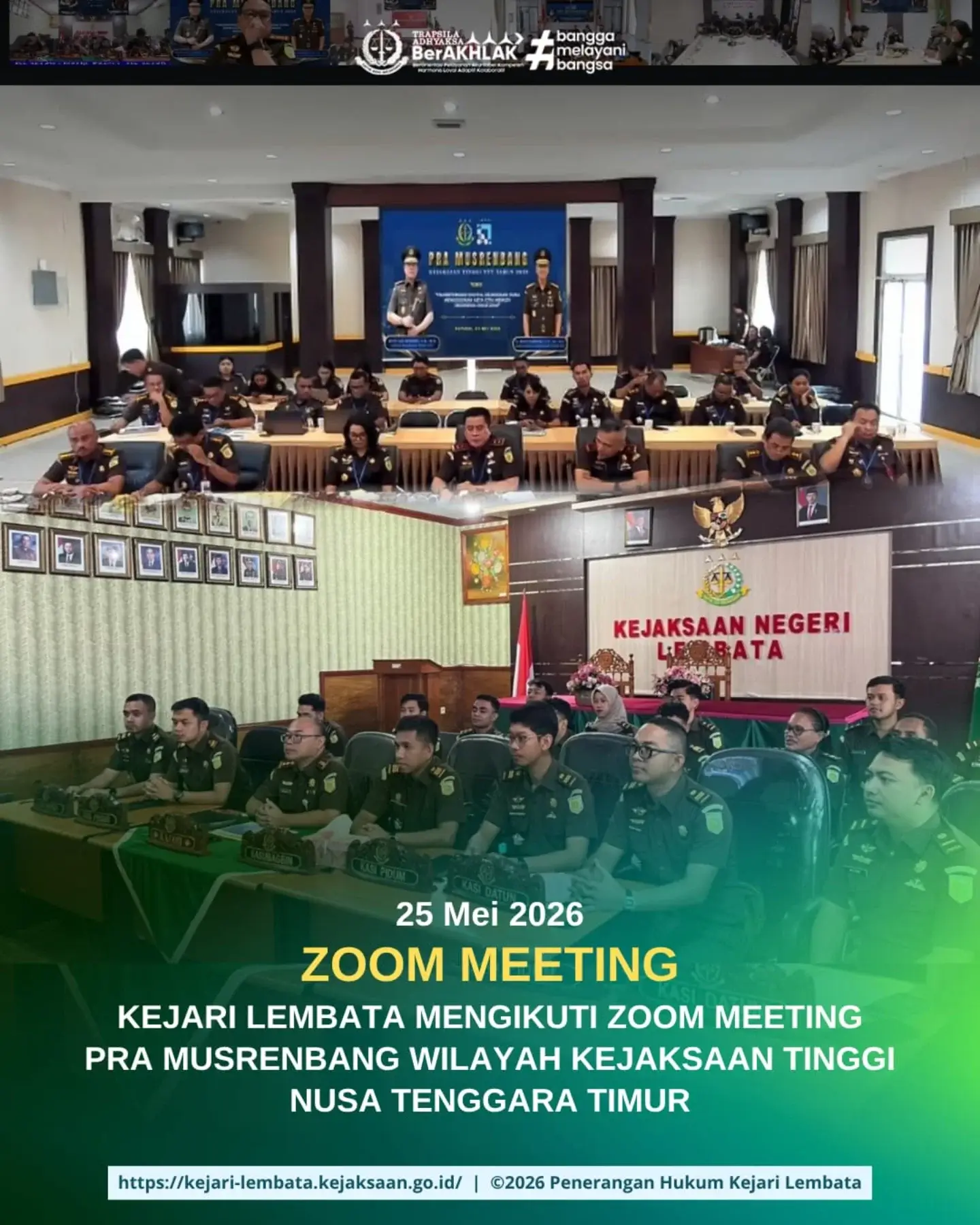 Kejari Lembata Mengikuti Zoom Meeting Pra Musrenbang Wilayah Kejaksaan TInggi Nusa Tenggara Timur