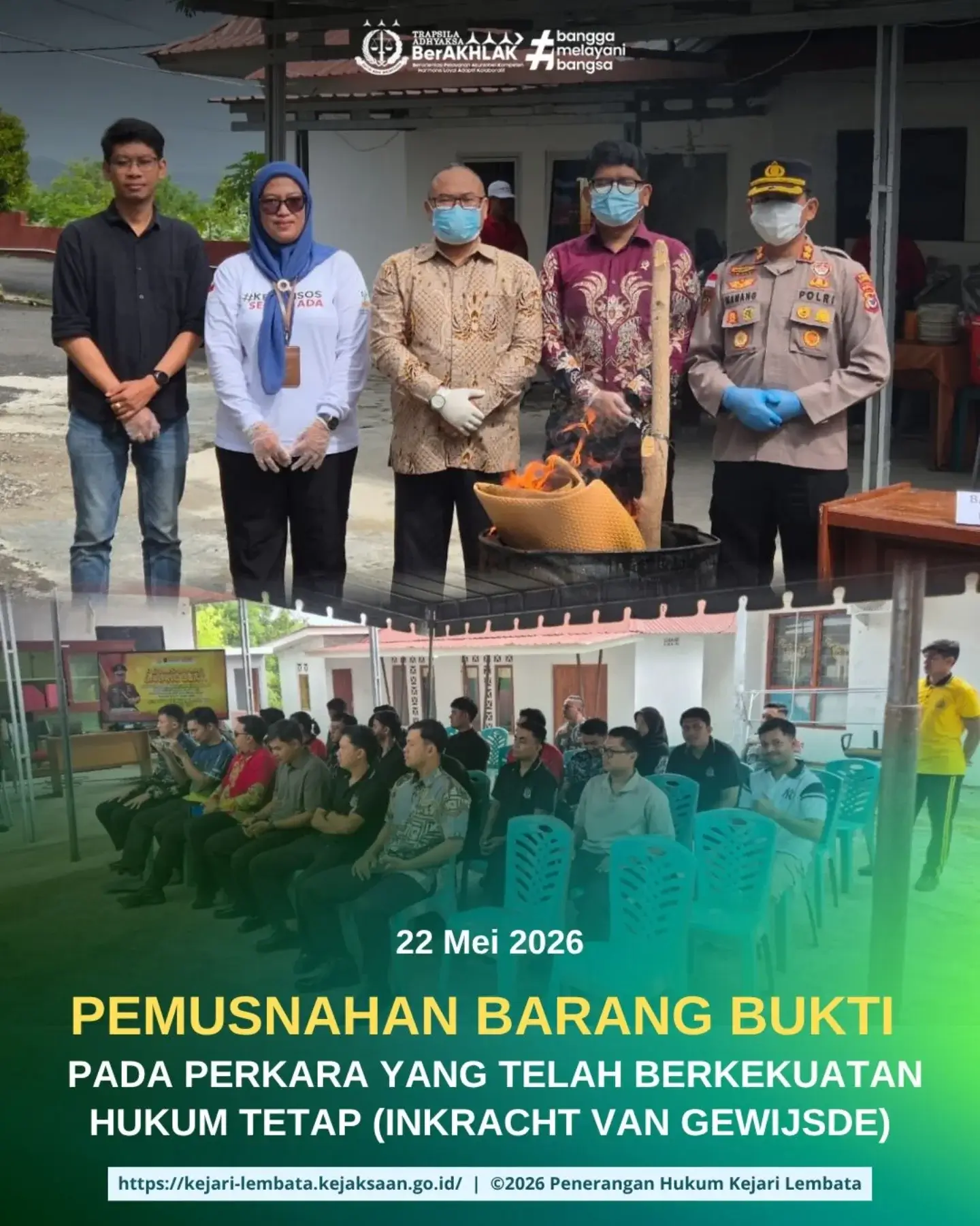 Jumat, 22 Mei 2026 Kejaksaan Negeri Lembata Melaksanakan Kegiatan Pemusnahan Barang BUkti Pada Perkara Yang Telah Berkekuatan Hukum Tetap (Inkracht Van Gewijsde)
