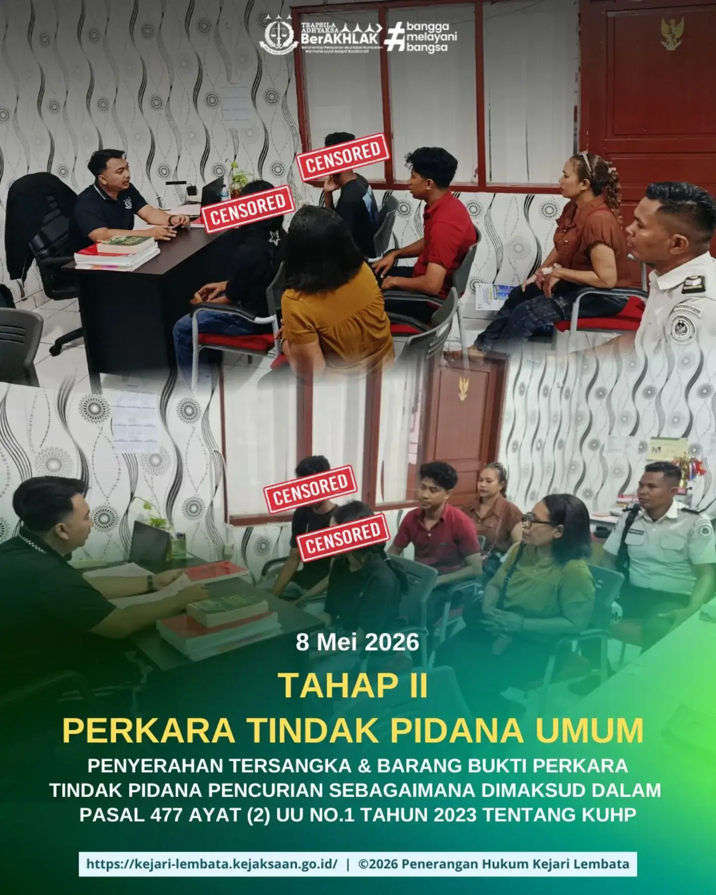 Penyerahan Tersangka dan Barang Bukti Perkara Tindak Pidana Pencurian Sebagaimana Dimaksud Dalam Pasal 477 Ayat (2) UU No. 1 Tahun 2023 Tentang KUHP