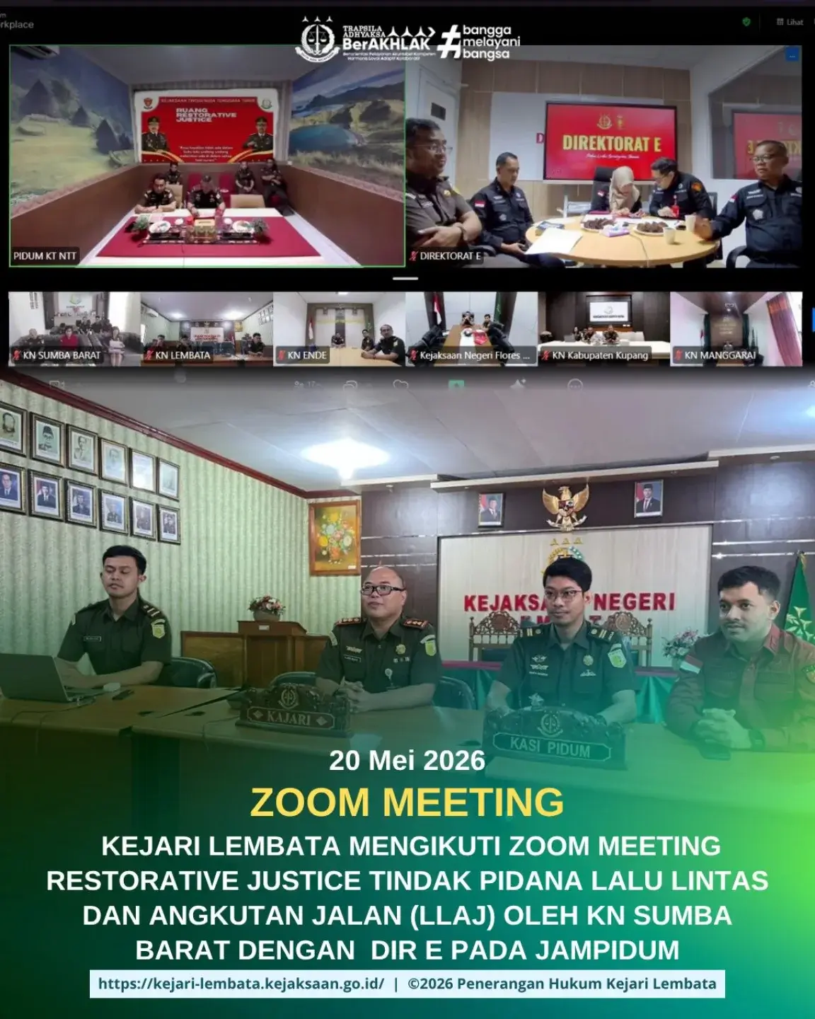 Kejari Lembata Mengikuti Zoom Meeting Restorative Justice Tindak Pidana Lalu Lintas Dan Angkutan Jalan(LLAJ) Oleh KN Sumba Barat Dengan Dir E Pada Jampidum