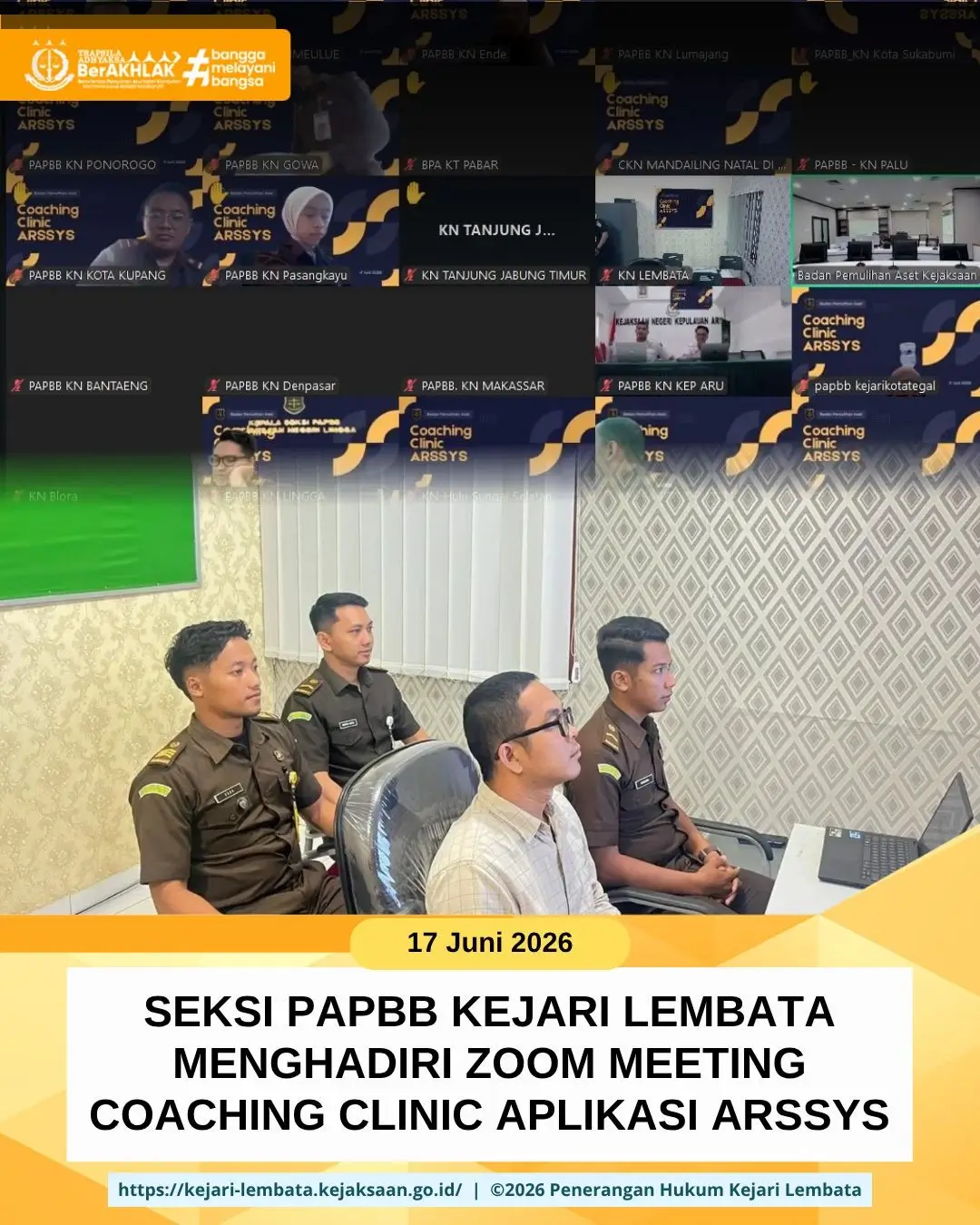 Seksi PAPBB Kejari Lembata Menghadiri Zoom Meeting Coaching Clinic Aplikasi Arssys