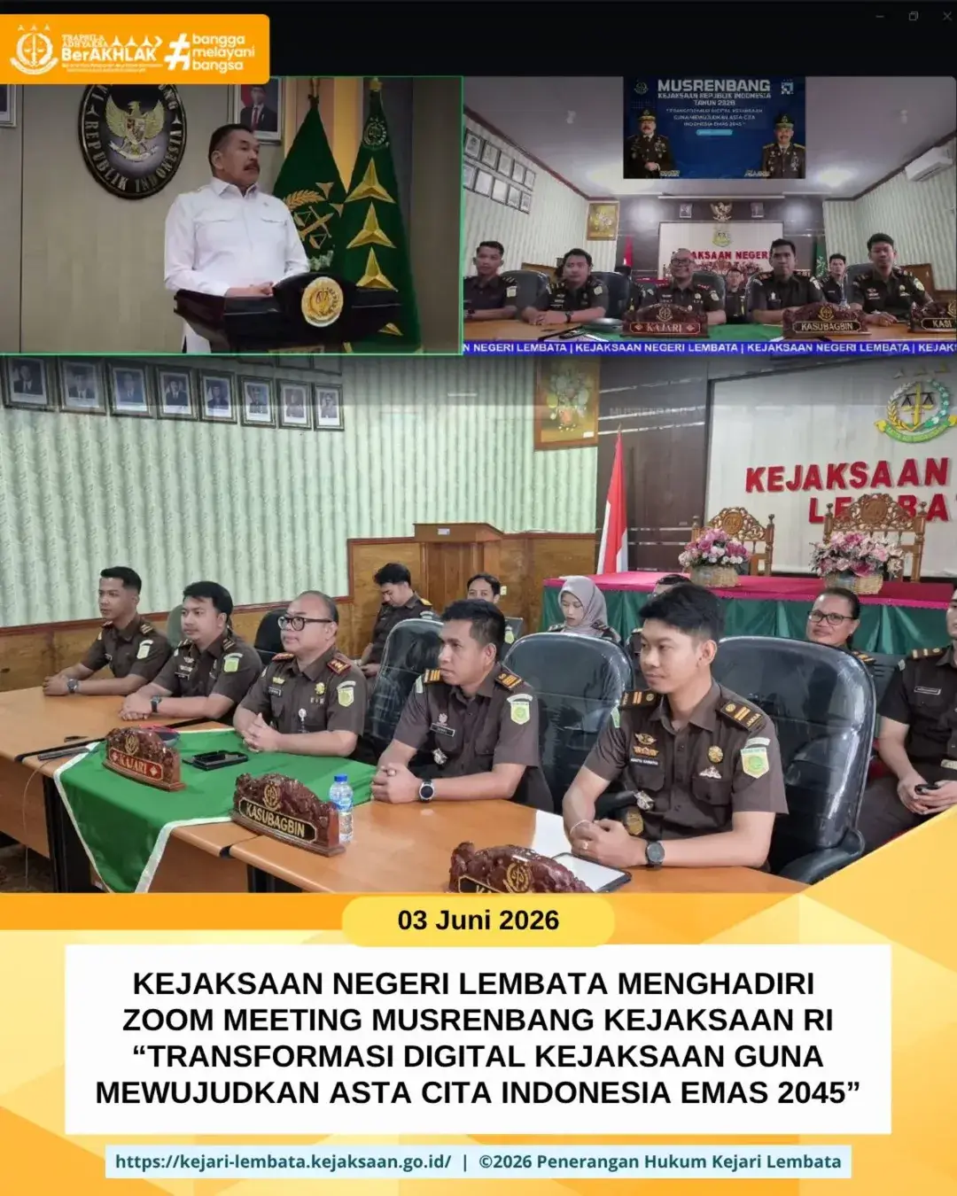 Kejaksaan Negeri Lembata Menghadiri Zoom Meeting Musrenbang Kejaksaan RI “Transformasi Digital Kejaksaan Guna Mewujudkan Asta Cita Indonesia Emas 2045”