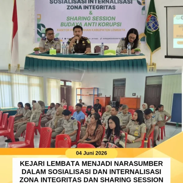 Kejari Lembata Menjadi Narasumber Dalam Sosialisasi Dan Internalisasi Zona Integritas…