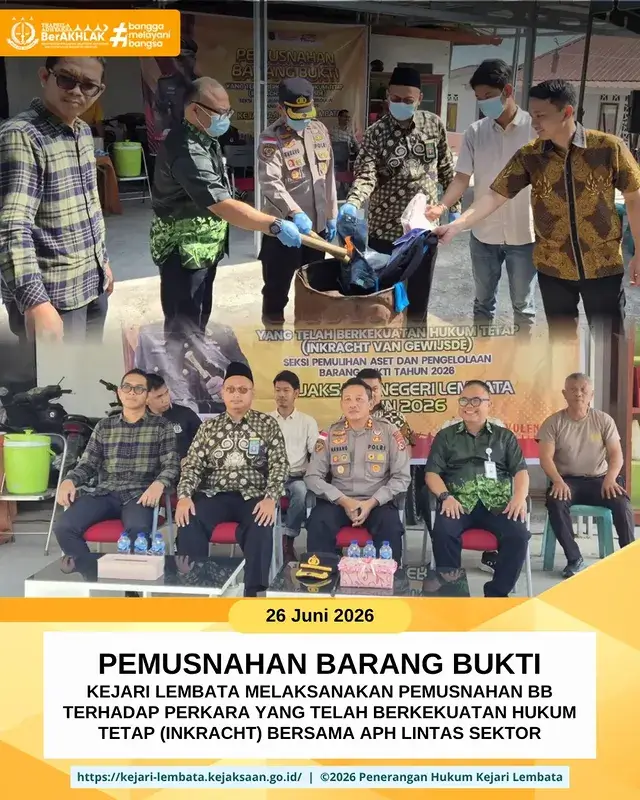 Kejari Lembata Melaksanakan Pemusnahan Barang Bukti Terhadap Perkara Yang Telah Berkekuatan Hukum Tetap (Inkracht) Bersama APH Lintas Sektor