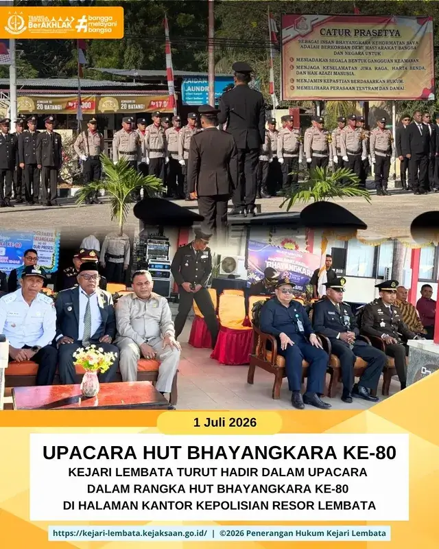 Kejari Lembata Turut hadir Dalam Rangka HUT Bhayangkara Ke-80 Di Halaman Kantor Kepolisian Resor Lembata