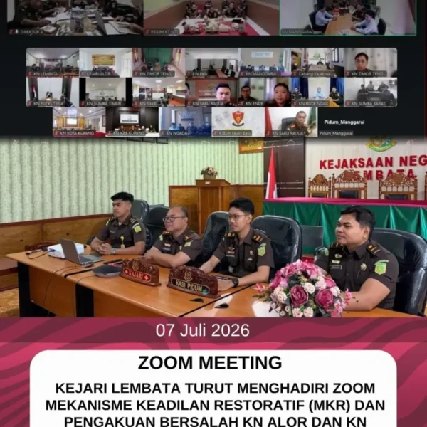Kejari Lembata Turut menghadiri ZOom Mekanisme Keadilan Restoratif (MKR) Dan…