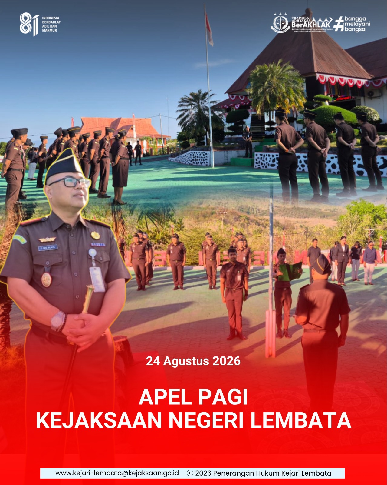 Kegiatan Apel Pagi Kejaksaan Negeri Lembata, Hari Senin 24 Agustus 2026