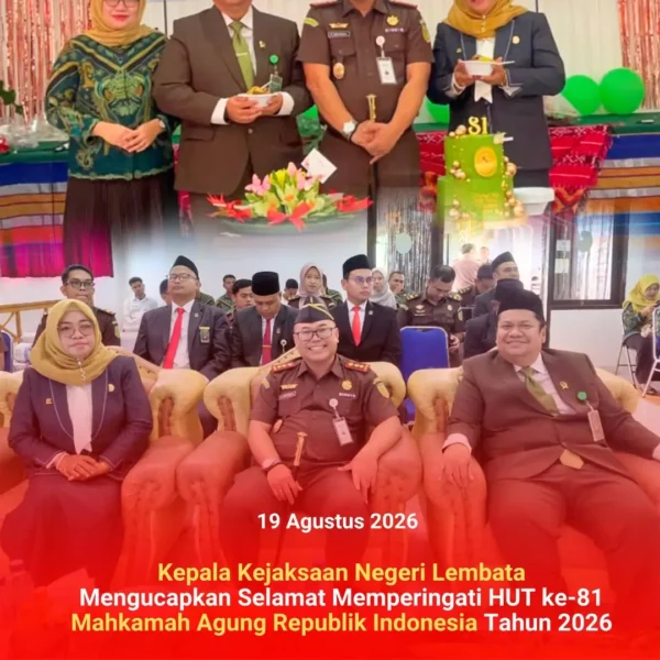 Kepala Kejaksaan Negeri Lembata Mengucapkan Selamat Memperingati HUT Ke-81 Mahkamah…
