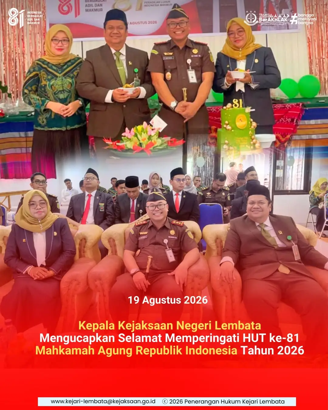 Kepala Kejaksaan Negeri Lembata Mengucapkan Selamat Memperingati HUT Ke-81 Mahkamah Agung Republik Indonesia Tahun 2026