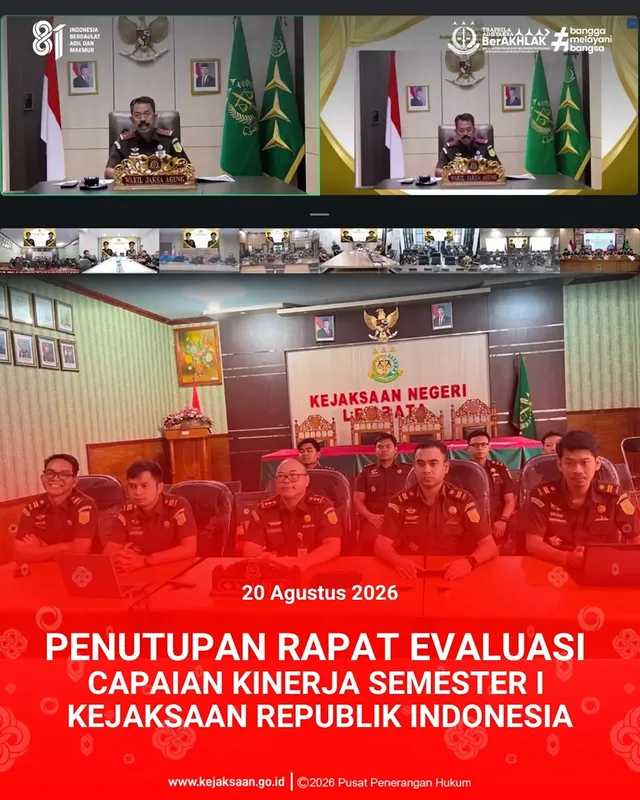 Penutupan Rapat Evaluasi Capaian Kinerja Semester I Kejaksaan republik Indonesia