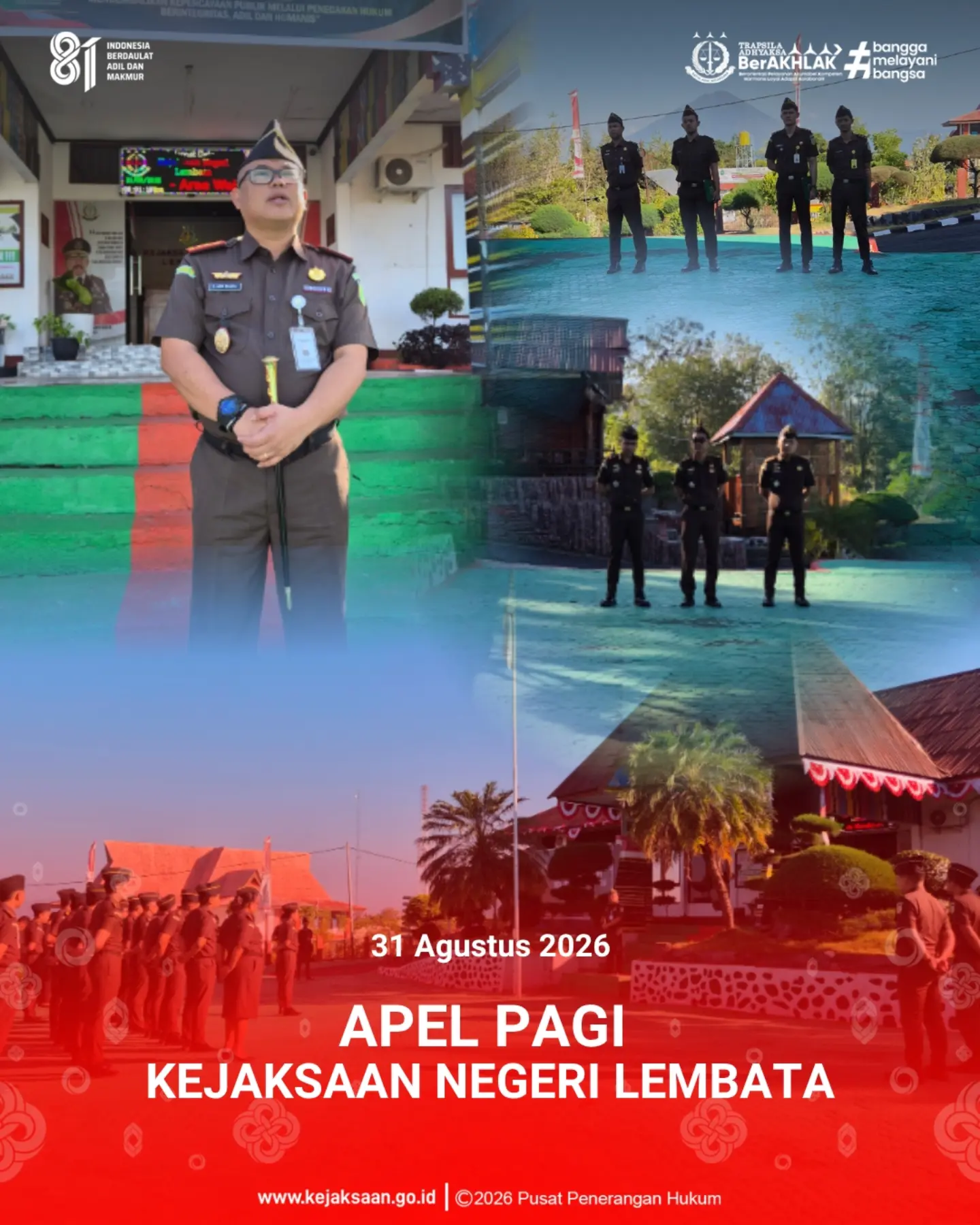 Kegiatan Apel Pagi Kejaksaan Negeri Lembata Hari Senin 31 Agustus 2026