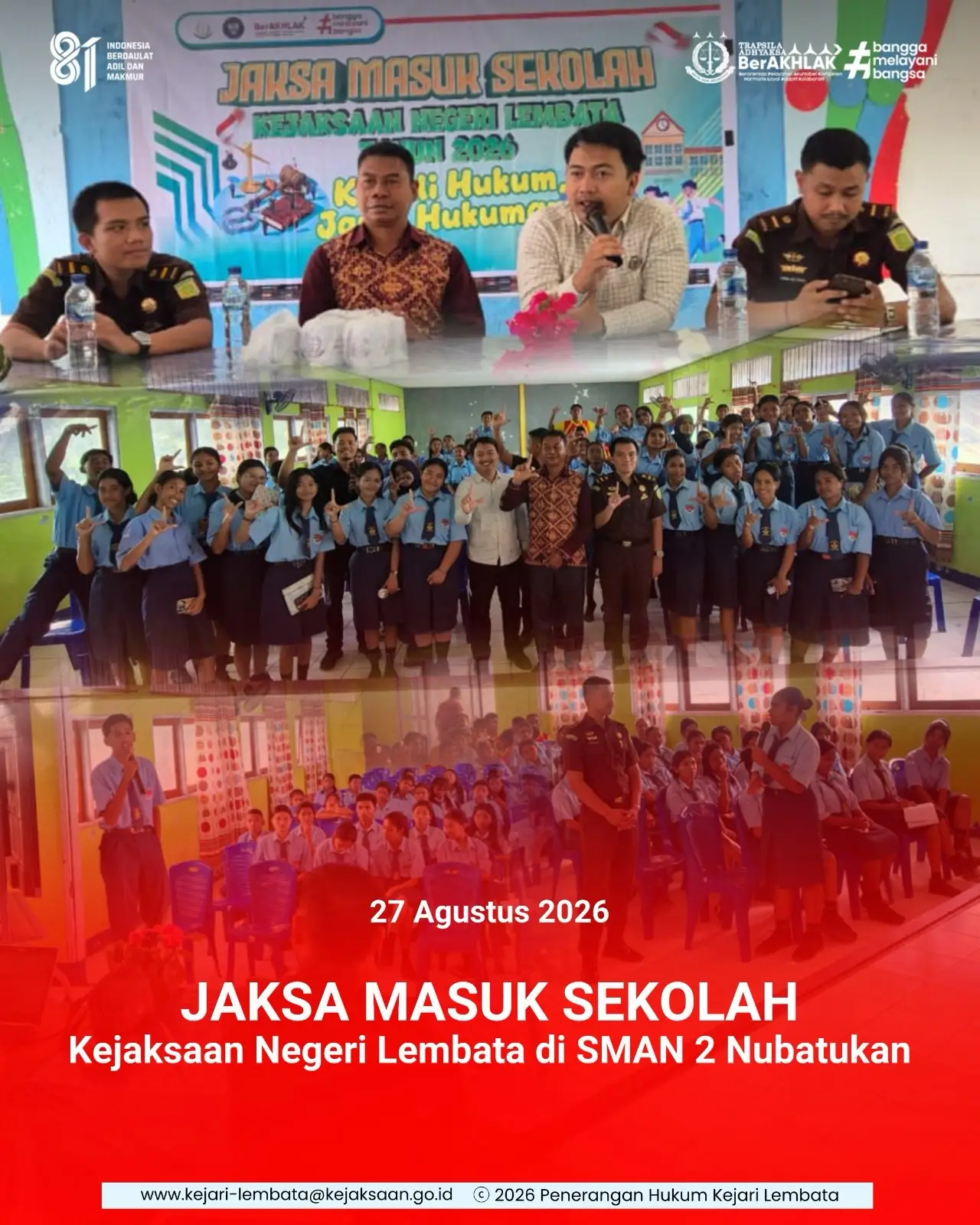 Kegiatan Jaksa Masuk Sekolah Kejaksaan Negeri Lembata Di SMA Negeri 2 Nubatukan
